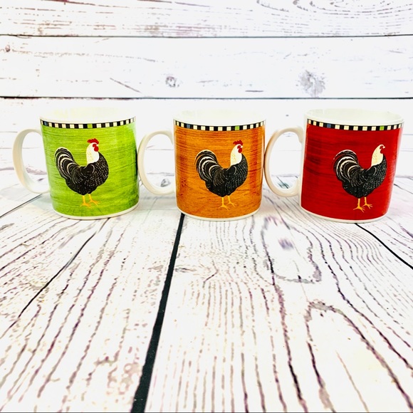 Warren Kimble Other - Warren Kimble Sakura Rooster 3 mug set